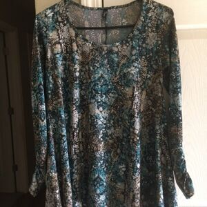Women's Fashque Studio Snakeskin Print Top--Size S--Green/Black 